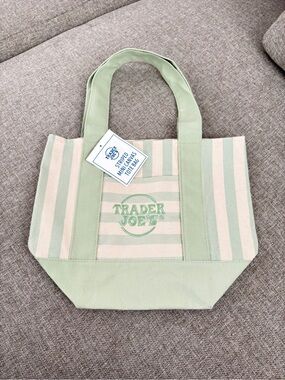 Trader Joe’s Green Striped Canvas Tote Bag